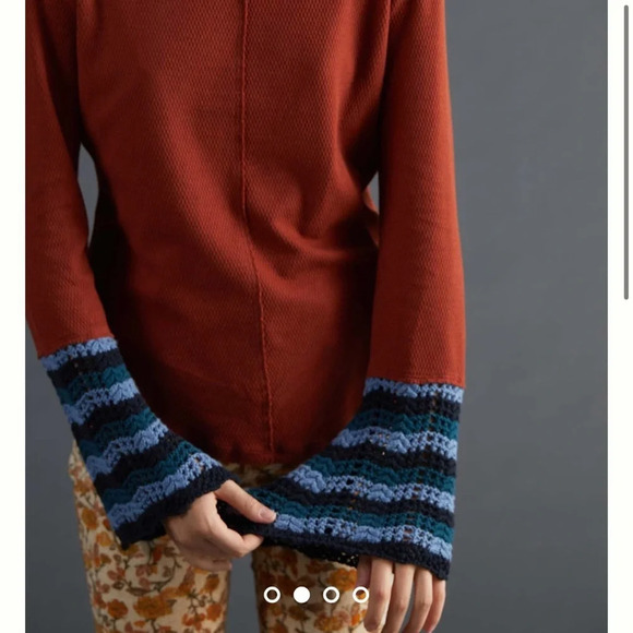 Anthropologie Pilcro Crochet Cuffed Top - Picture 2 of 8